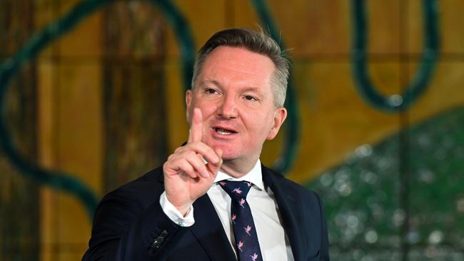 Energy Minister Chris Bowen’s dumb plan to get 82 per cent of our electricity from wind and solar in seven years stinks in the same Labor seats that hated its Voice. Picture; Lukas Coch