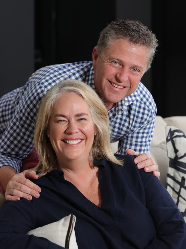 Rebecca Frizelle will receive an OAM for contribution to the automotive industry and rugby league. Rebecca Frizelle and husband Brett Frizelle relaxing at her Southport home. Picture Glenn Hampson