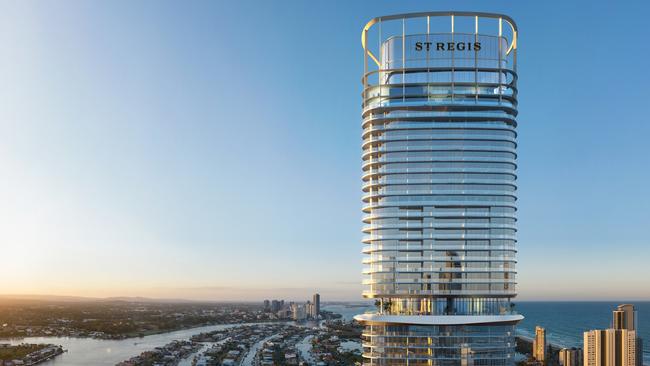 An artist’s impression of Australia’s very first St Regis hotel at the $1.7bn La Pelago project in Surfers Paradise being developed through a joint venture between Melbourne developer Tim Gurner and investment house Wingate.