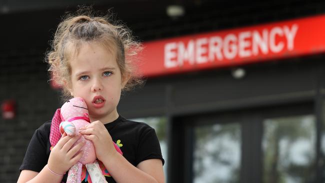 Latrobe Regional Health Hospital. Regular patient Audrey Butterfield, 6, outside the Emergency Department. Picture: David Caird