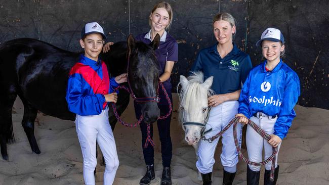 Jamie Kah with young pony riders on Sunday.