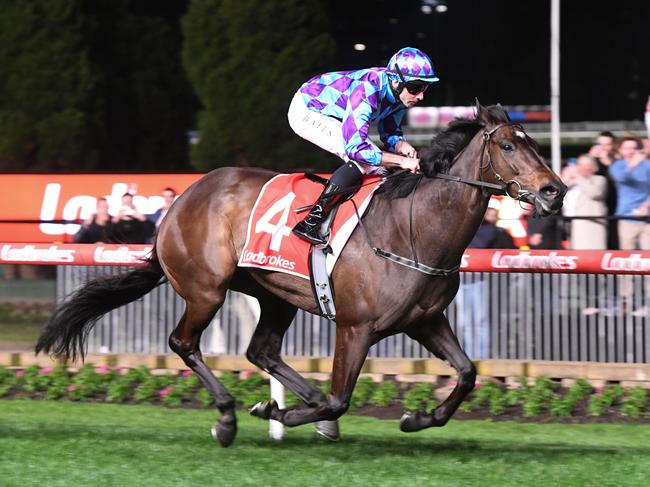 Pride Of Jenni ridden by Declan Bates wins the Ladbrokes Feehan Stakes at Moonee Valley Racecourse on September 27, 2024 in Moonee Ponds, Australia. (Photo by Brett Holburt/Racing Photos via Getty Images)