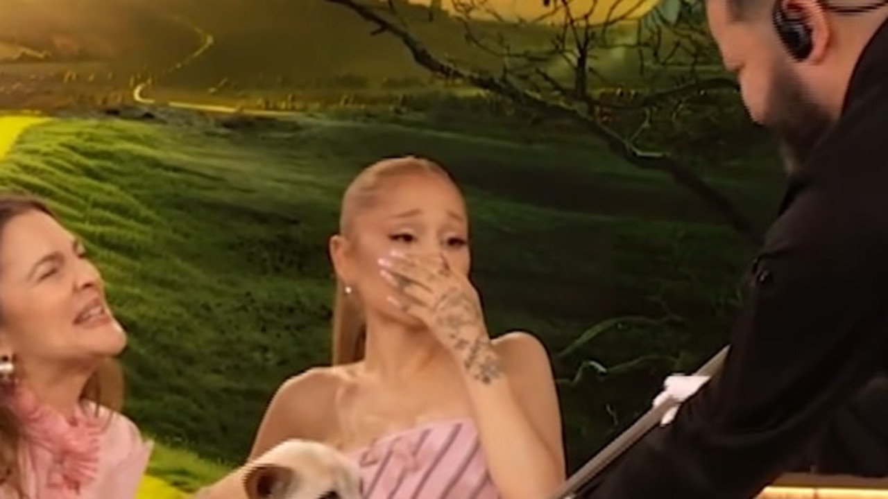 Ariana Grande was reduced to tears on Drew Barrymore's show. Picture: Twitter.