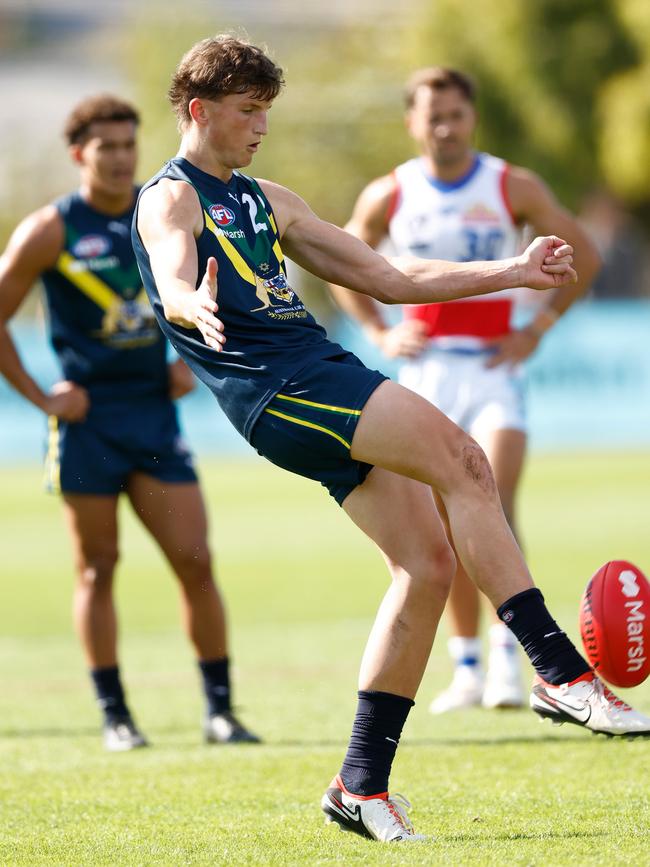 Jobe Shanahan playing for the AFL Academy. Picture: Michael Willson/AFL Photos via Getty Images.