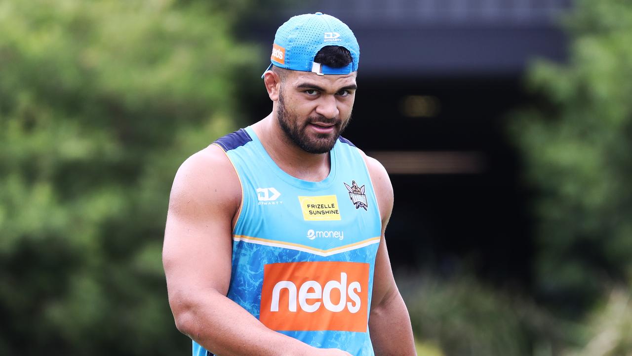 David Fifita at Titans training. Picture: Jason O'Brien