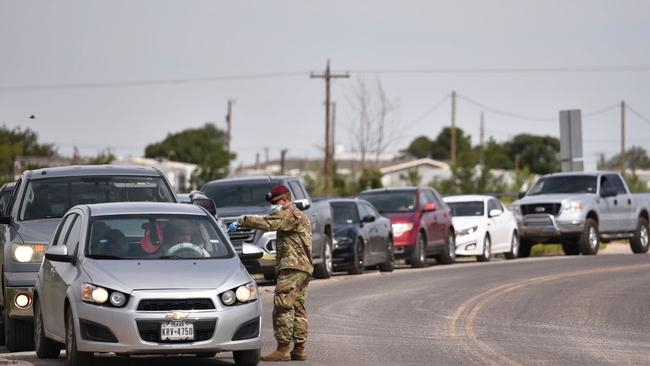 Members of the National Guard test drivers in Texas. Picture: AP.