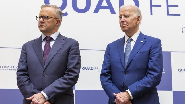 Prime Minister Anthony Albanese with President Joe Biden in Tokyo. Picture: Getty