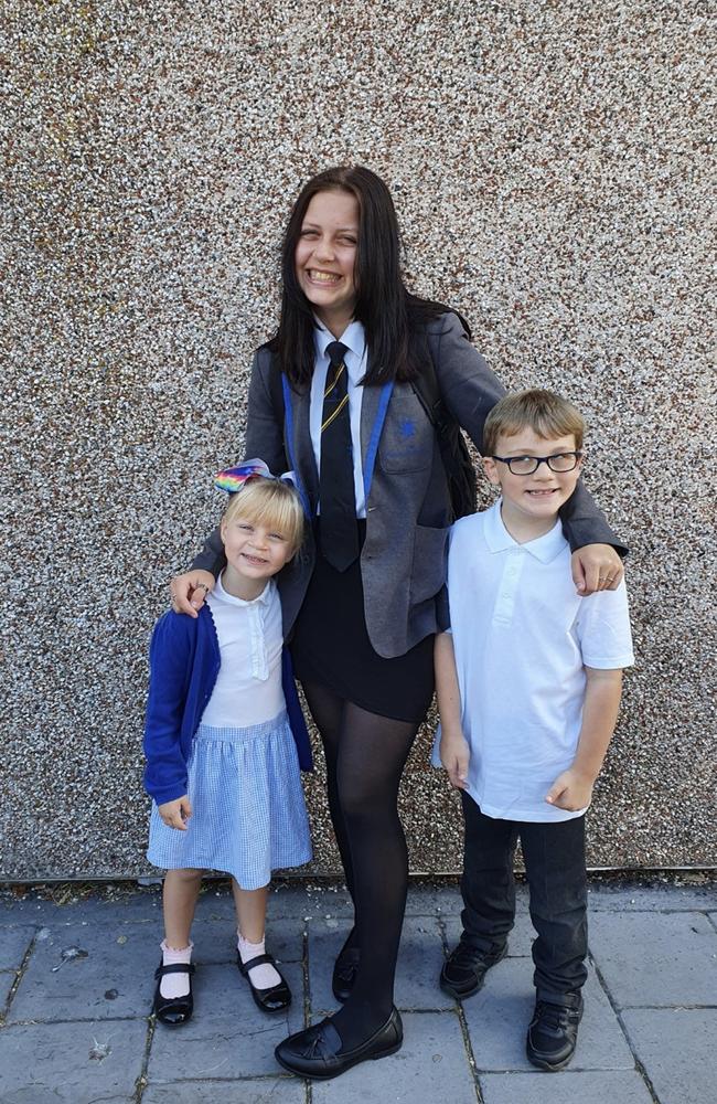 Jorja Halliday with younger siblings Daisie (left) and Kallum died on the day that she was due to have her vaccine. Picture: PA/AAP