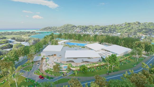 Artist impressions of the proposed redevelopment of the Palm Beach Aquatic centre which will be unveiled in the Gold Coast City Council budget.