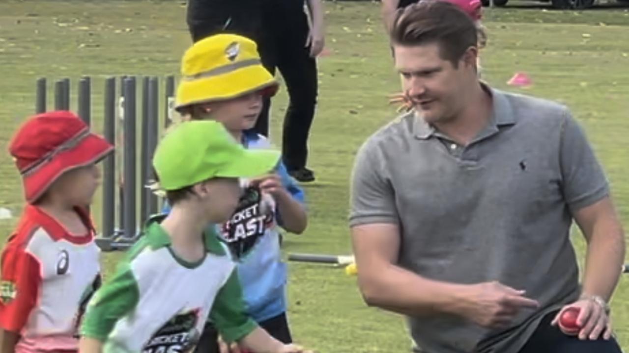 Kids enjoyed learning the ropes from cricket legend Shane Watson (left to right) Picture: David Bonaddio