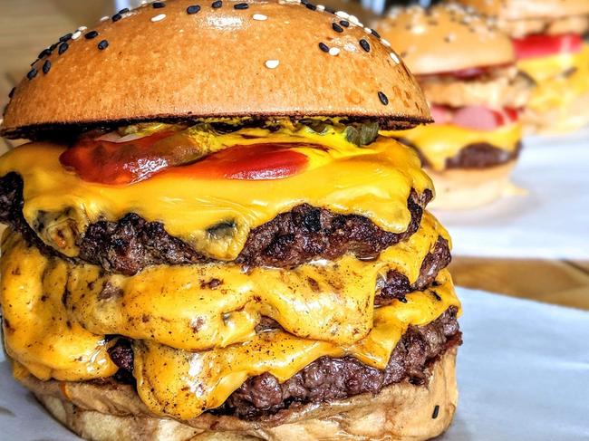 Burgers at Two Hungry Bears. Picture: Patrick Blacker/Mitchell Kara