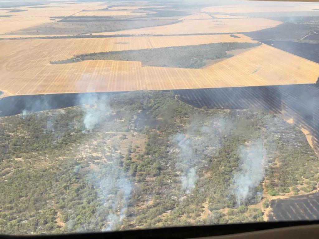 The Queensland Fire Department's aerial photos of an out-of-control bushfire near Dirranbandi. Picture: Contributed