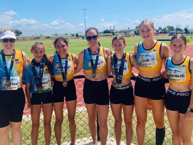 These Mackay Athletics Club girls played a major hand in the club’s NQ Championships success. Picture: Supplied.