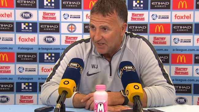 Melbourne City coach Warren Joyce and the controversial strawberry milk. 