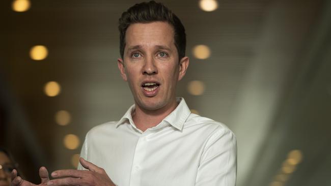 Australian Greens Max Chandler-Mather holds a press conference at Parliament House in Canberra. Picture: NCA NewsWire / Martin Ollman