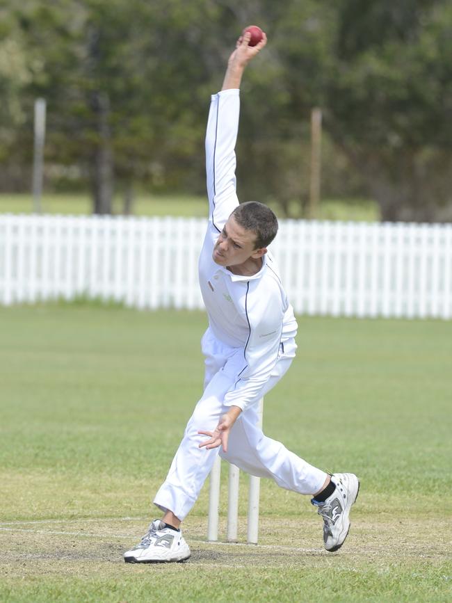 Coby Tabor bowling for Maclean United last year. Photo: Caitlan Charles