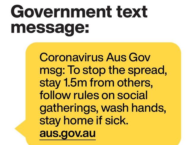 The Australian government's text message to citizens.