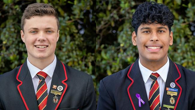 Rostrevor College dux Alexander Clark and Proxime Accessit Aaryan Sareen.