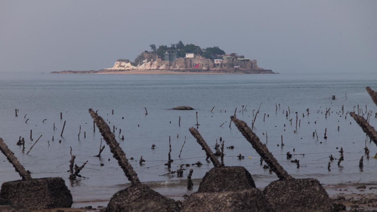 Spikes jut from the beaches of Taiwan's Kinmen island. Picture: Sam Yeh/AFP