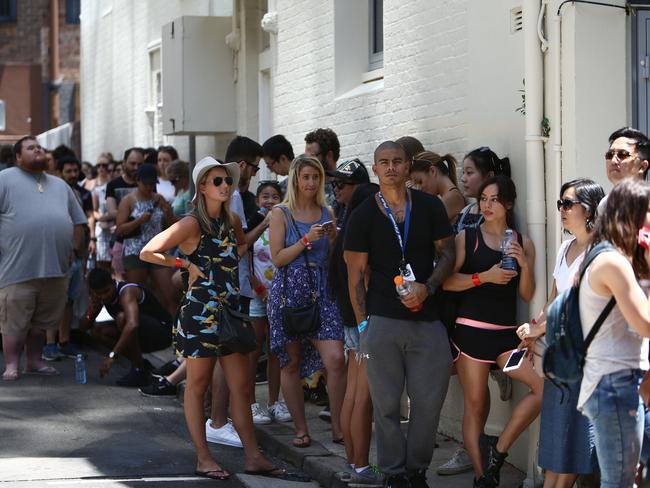 Some eager burger fans had lined up since 6am for a taste of the famous patties. Picture: Tim Hunter.