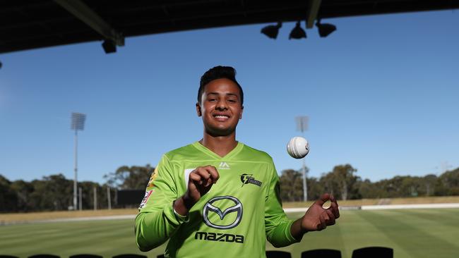 Sydney Thunder legspinner Tanveer Sangha at Blacktown International Sportspark, Sydney. Picture: Brett Costello