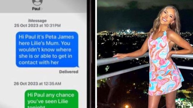 Peta James sent a text message to Paul Thissjen on the night her daughter was found dead in a Sydney private school. (Nine)