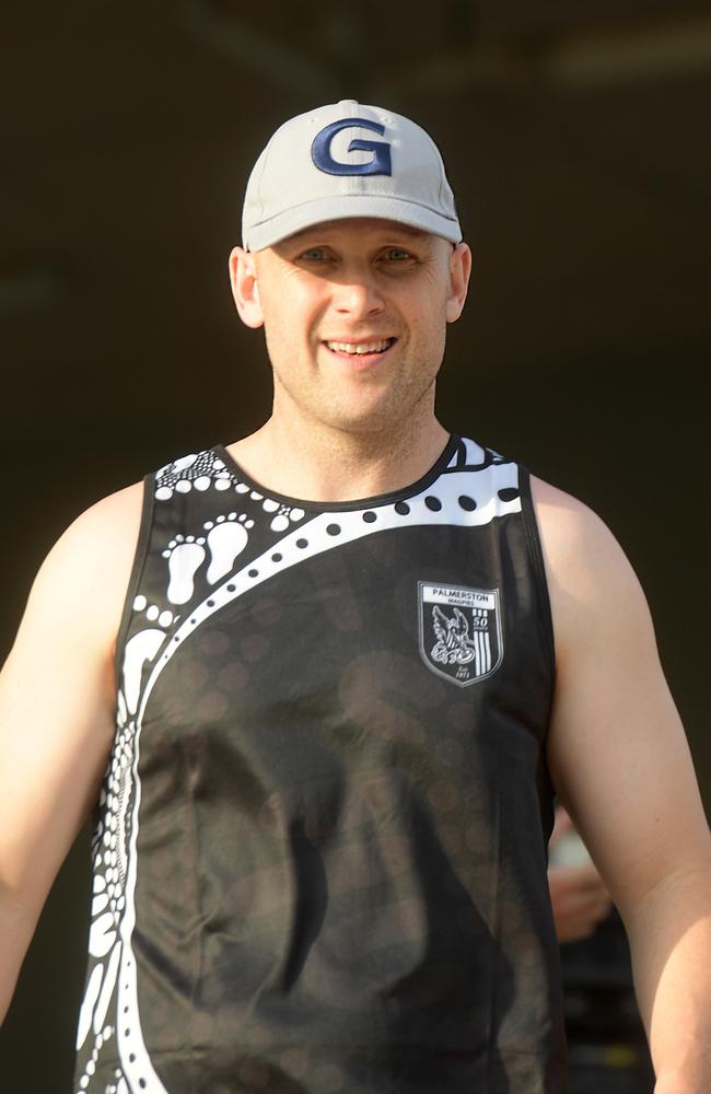 Gary Ablett Jr walks down to his first training with Palmerston Magpies ahead of his first game in the NTFL. Picture: (A)manda Parkinson