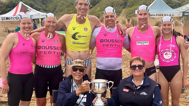 Anglesea's mixed taplin team with Jim and Barb Morgan. Picture: Anglesea SLSC