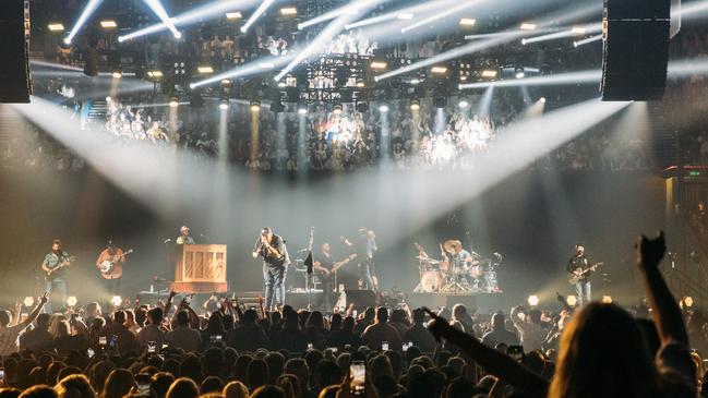 American country music star Luke Combs performing at the Brisbane Entertainment Centre Friday night. Picture: Justin Ma