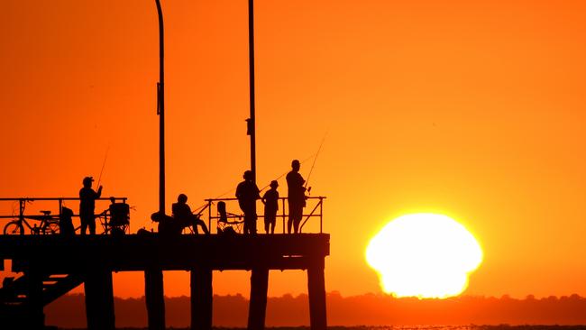 Morning fishing off Altona pier. Picture: Nicole Garmston