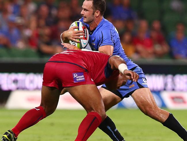 PERTH, AUSTRALIA - MARCH 02: Jono Lance of the Force gets tackled during the round two Super Rugby match between the Western Force and the Reds at nib Stadium on March 2, 2017 in Perth, Australia. (Photo by Paul Kane/Getty Images)