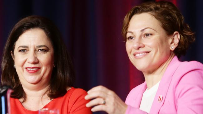 Premier Annastacia Palaszczuk and Deputy Premier Jackie Trad often evoke the corruption-riddled Bjelke-Petersen era as they present the Labor Government as being accountable. Picture: AAP/ Ric Frearson