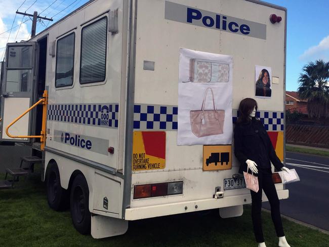 An information caravan is set up by Victoria Police where missing mother Karen Ristevski was last seen in Melbourne. Picture: AAP Image/Melissa Meehan