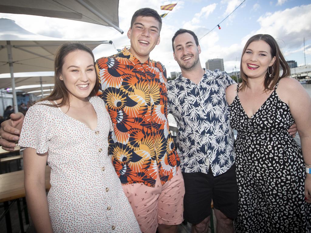 Emily Macaulay, Dan Supple and Nick and Claire Dunham enjoying the NYE party at the 2019 Taste of Tasmania. Picture: LUKE BOWDEN