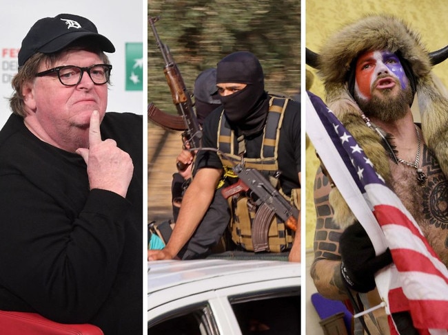 Michael Moore, Hamas militants and QAnon Shaman.