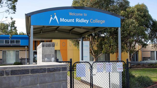 Mount Ridley College, Craigieburn, is a new Covid19 exposure site during Melbournes fourth lockdown. Picture: Mark Stewart