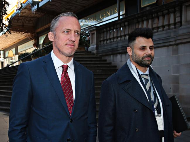 Celebrity manager Titus Day and his lawyer Daniel Wakim outside the Downing Centre. Picture: NCA NewsWire/Adam Yip