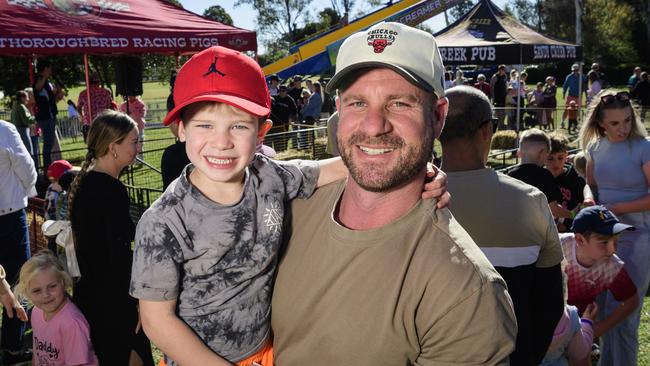 Rocky (left) and Robbie Witt at Sadie's Day Out, a special community event to celebrate the life of five-year-old crash victim Sadie, held at Cambooya State School, Saturday, June 7, 2025. Picture: Kevin Farmer