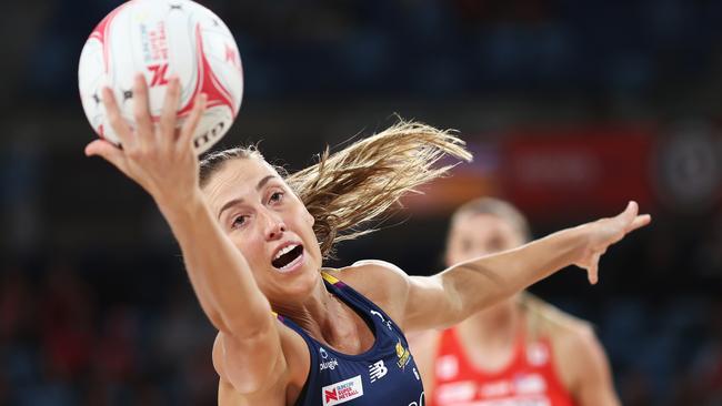 Cara Koenen of the Lightning catches the ball during the round six Super Netball match against Sunshine Coast Lightning. Picture: Getty Images