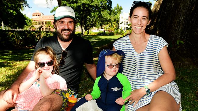 Mother's Day at Anzac Park; Peter and Sarah Muller with kids Orla 4 and Dane 2