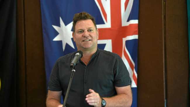 Byron Shire mayor Simon Richardson was MC at the Australia day celebrations at the Mullumbimby Ex-Services Bowling Club. Picture: Marc Stapelberg