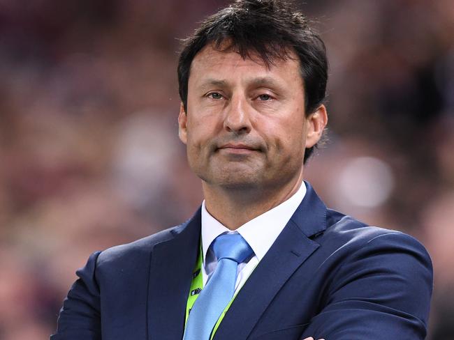 **FILE** A Wednesday, July 12, 2017 image reissued Friday, August 25, 2017 of NSW State of Origin coach Laurie Daley looking on during State of Origin Game 3 between the Queensland Maroons and NSW Blues, at Suncorp Stadium in Brisbane. Laurie Daley's tenure as NSW State of Origin coach is over after the NSW Rugby League opted against renewing his contract. The Blues have lost won just one series since Daley took over in 2013, and the NSWRL confirmed on Friday they would seek to employ a new coach. (AAP Image/Dave Hunt) NO ARCHIVING, EDITORIAL USE ONLY