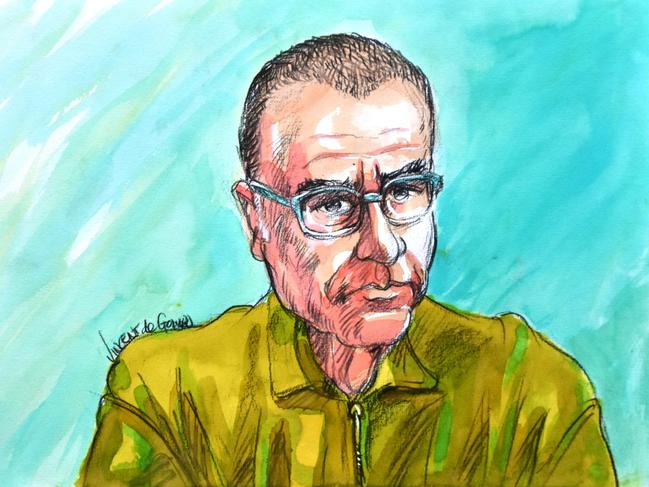 A sketch showing Andrew O’Keefe in court via video link. Picture: Vincent de Gouw/NCA NewsWire