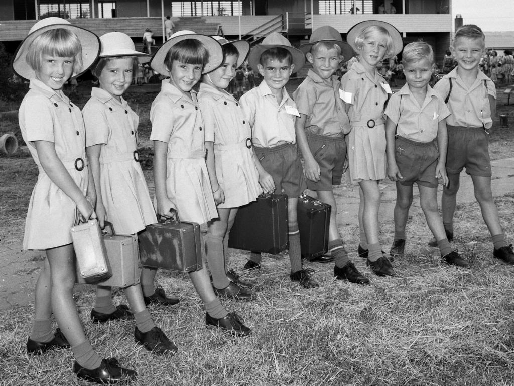 1970 - St Columbas School Dalby with triplets Debbie, Helen and Karen Tansky, twins Michelle and Marc Dwyer, twins Martin and Sarah McGahan and twins Gregory and Malcolm Scott. Picture: Bob Barnes.