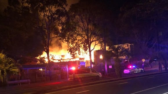 A block at Southport State High School caught alight in the early hours of Friday morning. Picture: Katt Wilson