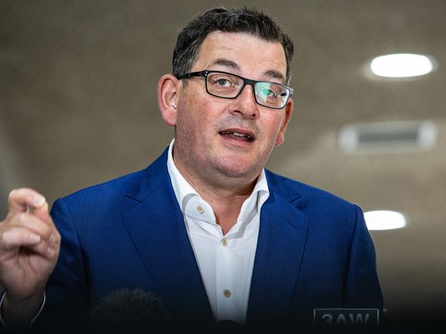 MELBOURNE, AUSTRALIA - JANUARY 11: Victorian Premier Daniel Andrews addresses the media during a press conference on January 11, 2022 in Melbourne, Australia. Victoria has recorded 37,944 new COVID-19 cases and 13 deaths in the last 24 hours. (Photo by Diego Fedele/Getty Images)