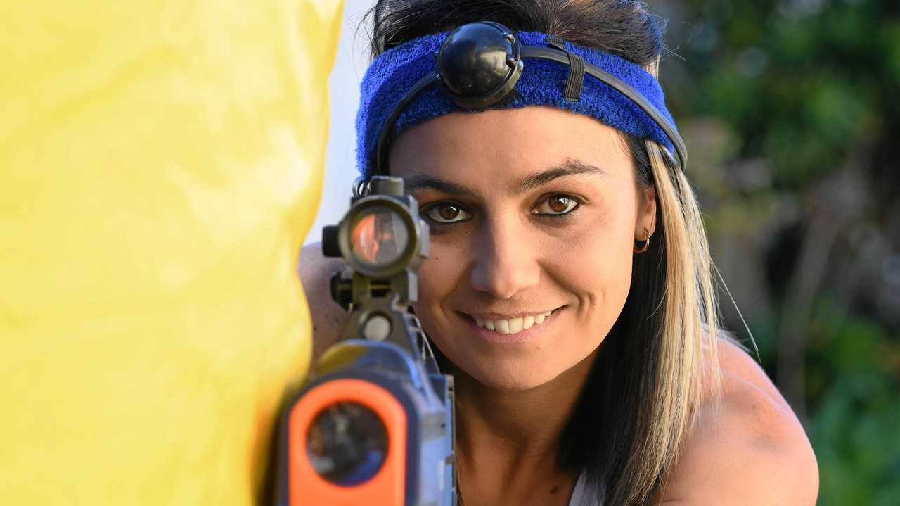 SET PHASERS TO FUN: Dione Carter has found a passion in her mobile laser tag business. TOP LEFT: Dione's mum, Shirley Hodnett, gets in on the action. Picture: Renee Albrecht