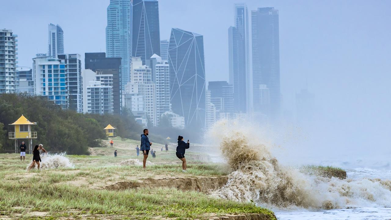 Cyclone Alfred at Mermaid Beach looking towards Surfers Paradise. Erosion on the Gold Coast. Picture: Nigel Hallett