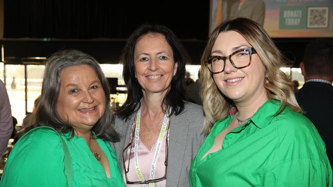 Big breakfast at the Gold Coast Turf Club for the Gold Coast Community fund. Tracey Wickham, Lisa Ketjen, Stevie Peers . Picture Glenn Hampson. .