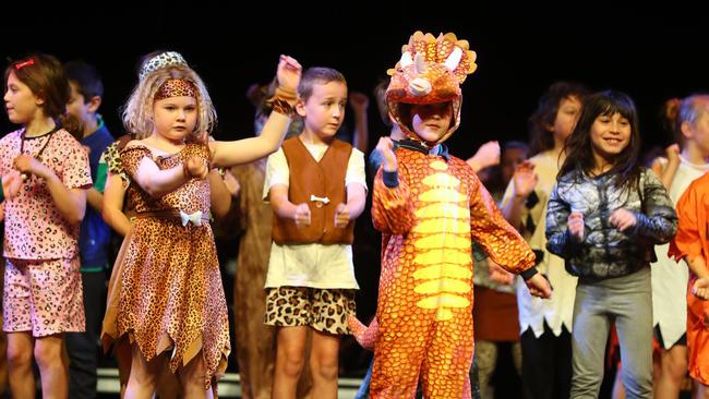 Anglesea Primary School students performing at the Geelong Schools Music and Movement Festival. Picture: Alison Wynd